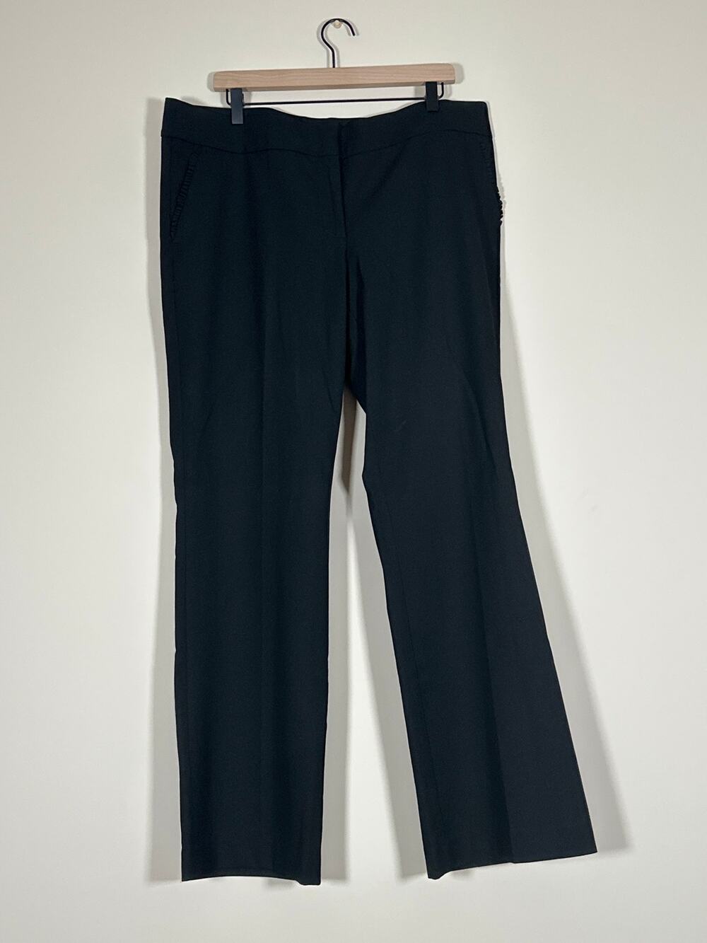 LOFT Marisa Trouser Pants Black Ruffle Pocket Size 14